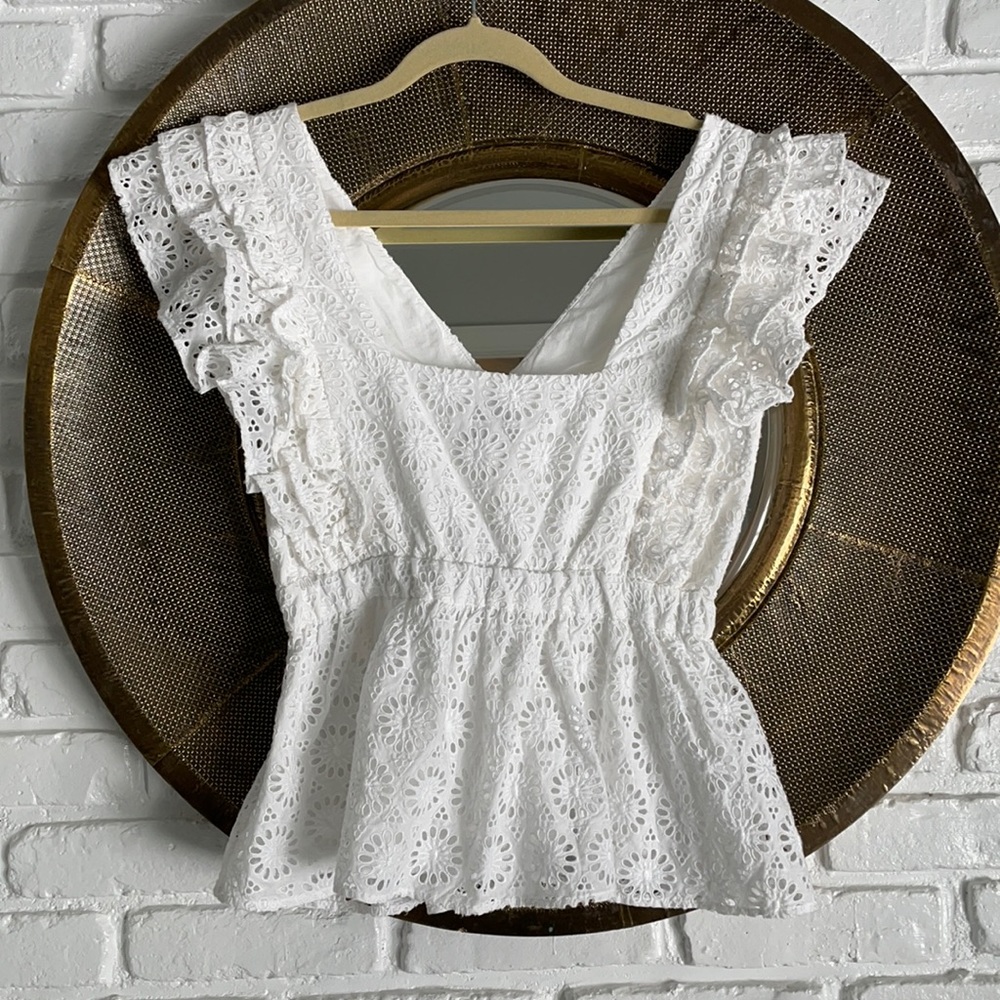 White flutter sleeve top